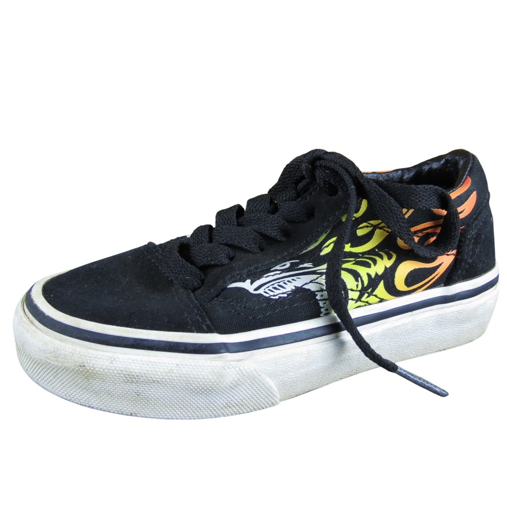 Vans Old Skool Flames‎ Toddler Boys 10.5 Black Canvas Sneakers Casual Skate